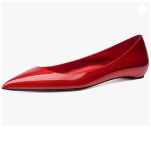 FSJ Red Pointed Toe Flats